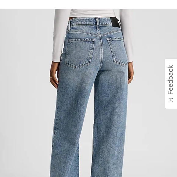 Express Light Blue Ripped Wide Leg Jeans - Picture 3 of 6